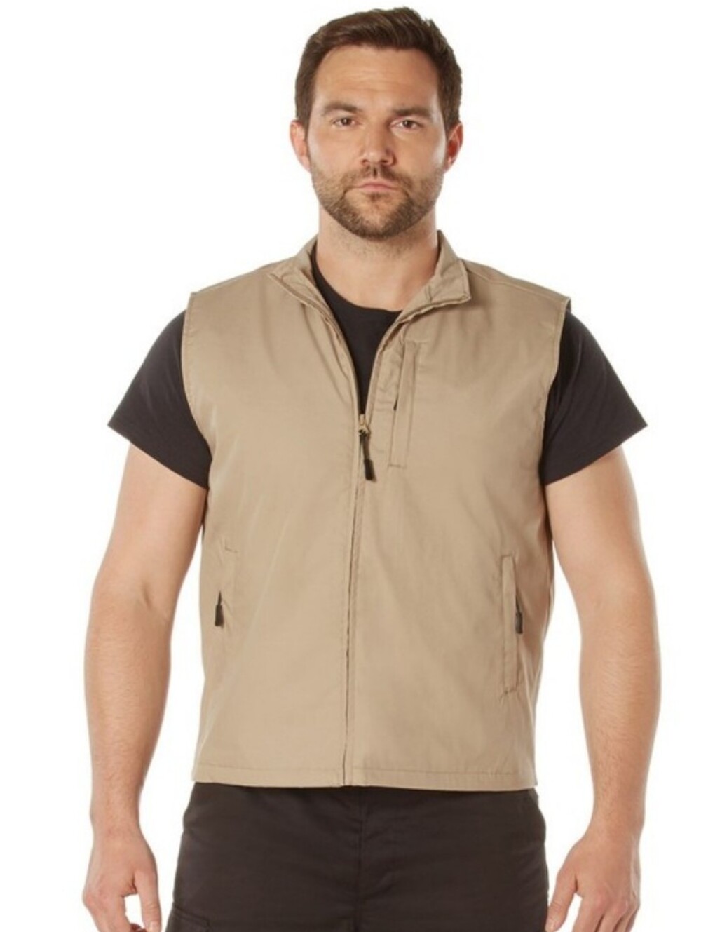 ROTHCO MENS SZ L UNDERCOVER TRAVEL TACTICAL VEST NWOT TAN KHAKI COTTON ZIP UP